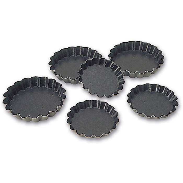 Matfer Bourgeat Steel Exopan Scalloped Quiche / Tart Pan, 4", 12PK 332658