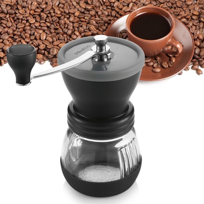 Mindkoo Manual Coffee Grinders Ceramic Burr Hand Crank Grinding Mill (Grey) N19