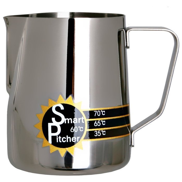 SMART PITCHER Espresso Coffee Milk Frothing Pitcher With Built-In Thermometer, Stainless Steel (20 oz) N5