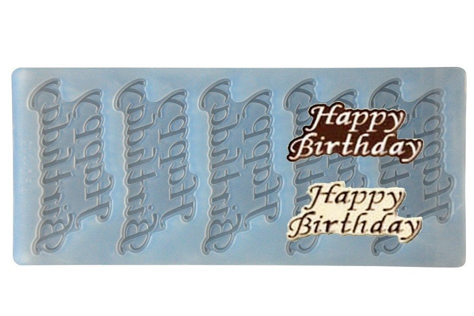FOUR-C Chocolate Supplies Happy Birthday Chocolate Mould Silicone Decoration Mat Color Transparent