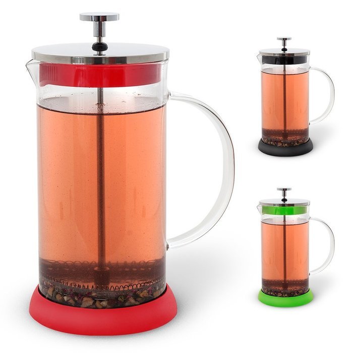 Teabloom French Tea Press 34 oz., All Glass Body Tea and Coffee Press, Stainless Steel Filter Press, Removable... N8