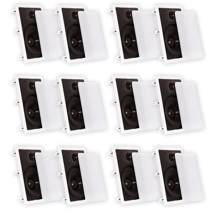 Theater Solutions CS8W In Wall 8" Speakers Surround Sound Home Theater 6 Pair Pack 6CS8W