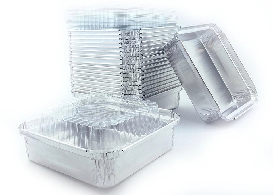 4 1/2" x 4 1/2" Square Aluminum Foil Mini Baking And Food Cake Pan Disposable Pans With Lids 20 Sets N3
