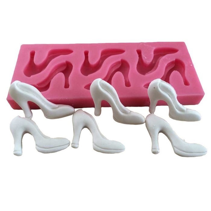 FLY DIY Baking Tools 3D High-Heeled Shoes Shaped Silicone Cake Mold,Pink N5