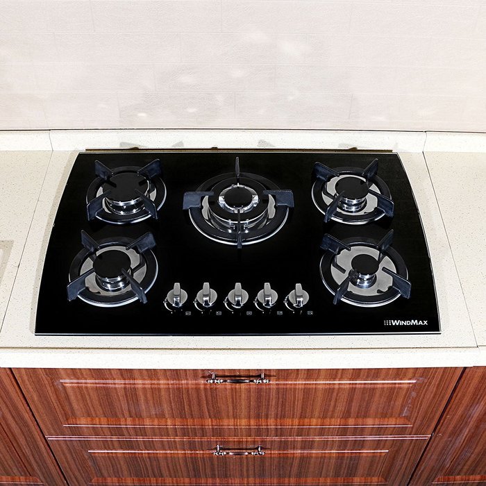 WindMax(R) 30" Tempered Glass 3.3KW/h (11259 Btu/h) Built-in Kitchen 5 Burner Oven Gas Cooktops