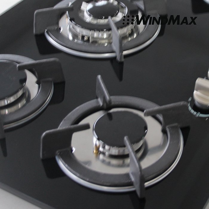 WindMax(R) 30" Tempered Glass 3.3KW/h (11259 Btu/h) Built-in Kitchen 5 Burner Oven Gas Cooktops N2