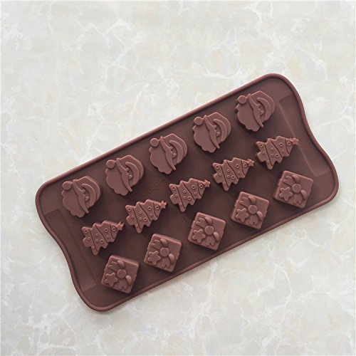 Longzang 15 Cavity Christmas Silicone Mold for Cake Chocolate Ice Tray Panna Cotta Pudding Jello Shot Candy