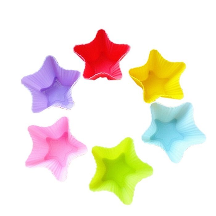 Qianle Silicone Cake Molds Baking Cups Mold Reusable Star Shape Mold N3