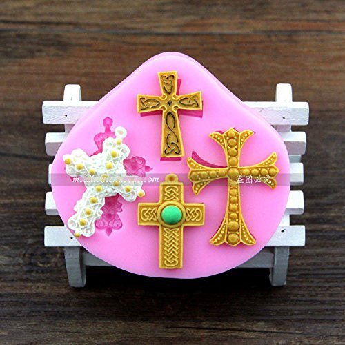 Anyana SILICONE HOLLY COMMUNION BAPTISM BABY CROSS MOULD CHRISTENING ICING CUPCAKE CAKE