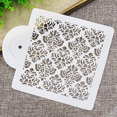 Y&XL&H Damask Miniprint Cake Stencil, Cake Top Stencil, Flower Stencils for Decoration