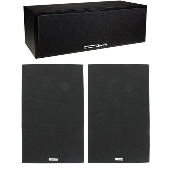 Acoustic Audio 2 Bookshelf & Center Home Speakers 3 Piece Set 300 Watt PS-S6C4-3