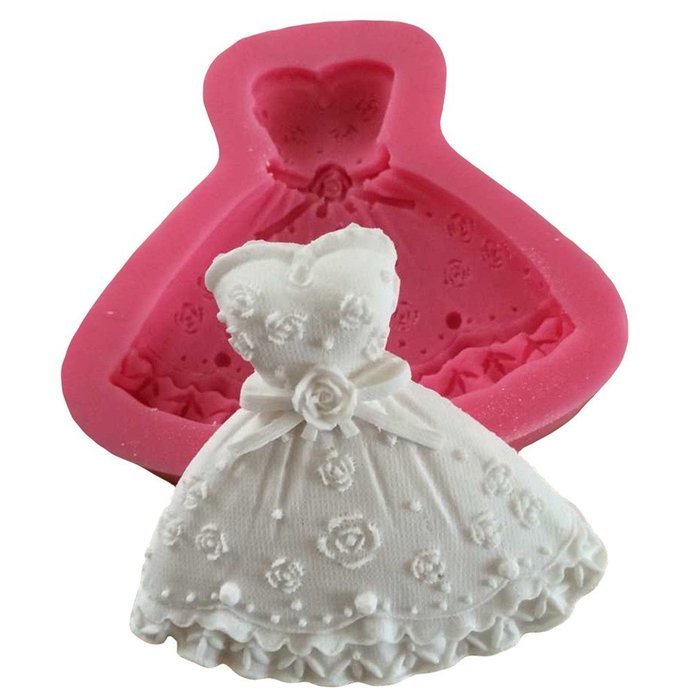LYNCH 3D Princess Dress Shaped Cake Fondant Mold Silicone 3D Mould,Pink N7