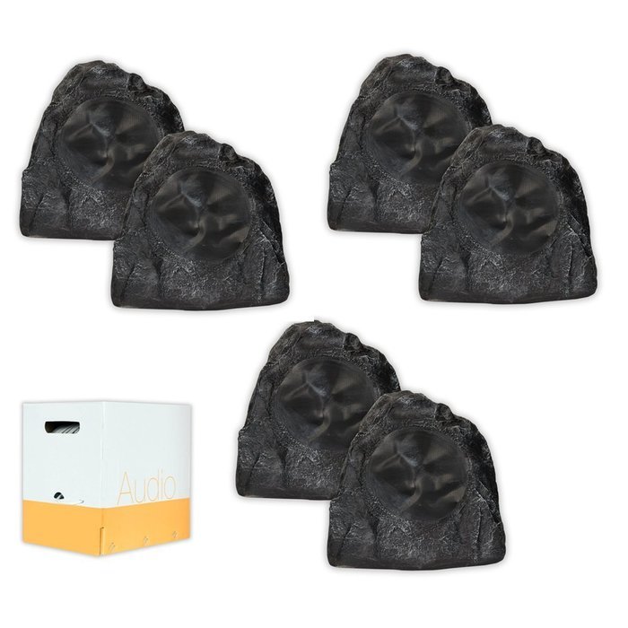 Acoustic Audio G8RS Granite 8" Rock Speaker 3 Pair Pack and Wire Outdoor Weatherproof