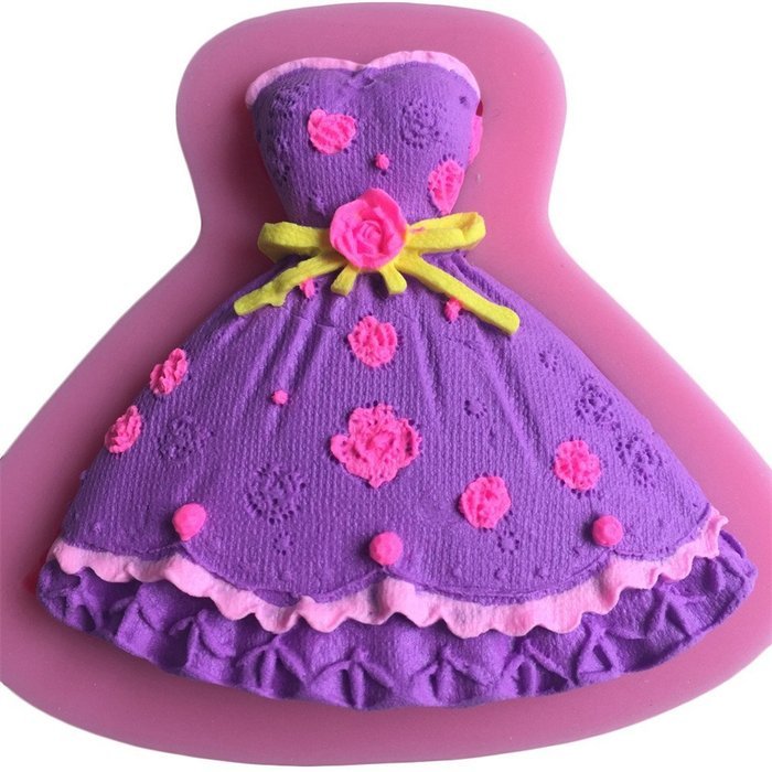 LYNCH 3D Princess Dress Shaped Cake Fondant Mold Silicone 3D Mould,Pink N9