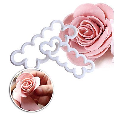 Y&XL&H Food Grade Plastic Rose Flower Petal Mold Fondant Chocolate DIY Cutter Mould For Decorating White Cake...