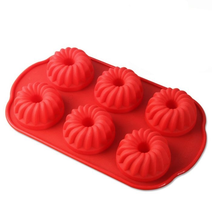 ZJCilected 6-Cavity Swirl Silicone Mini Donut Pan, Muffin Cups, Cake Mold, Biscuit Mold-Home Kitchen Baking Mold... N4