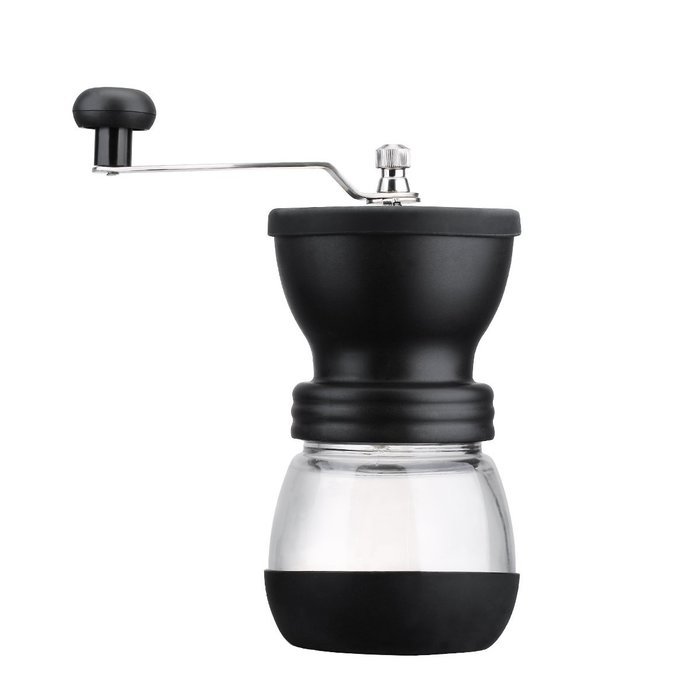Cymas Burr Coffee Grinder & Storage Jar Set, Ceramic Manual Coffee Bean and Spice Grinder Hand Crank with Brush N7