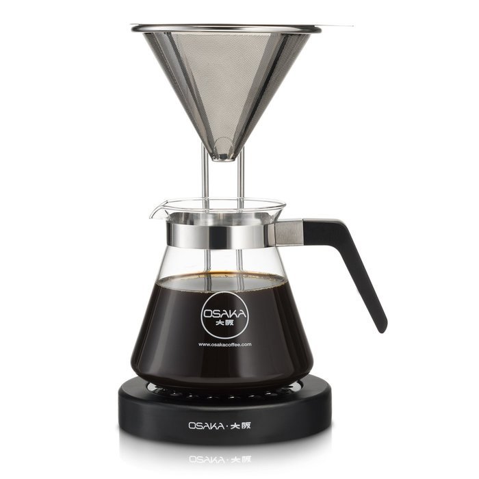 Osaka Pour-Over Coffee Dripper with Wood Stand - Full Brewing Set for a Homemade Pourover. "Lake Mashu" (Natrual) N17