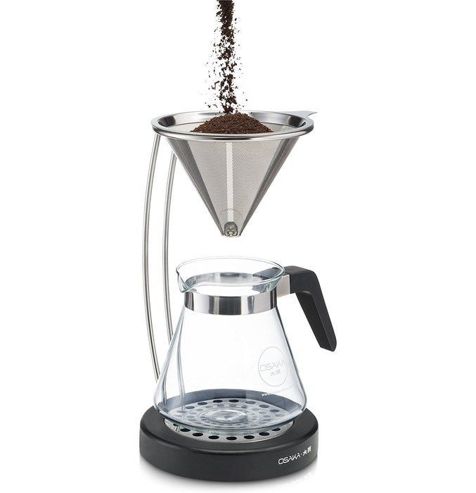 Osaka Pour-Over Coffee Dripper with Wood Stand - Full Brewing Set for a Homemade Pourover. "Lake Mashu" (Natrual) N18