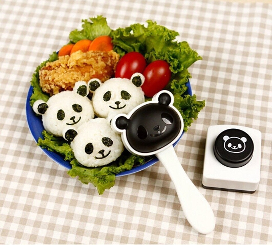 Funny Panda Shape Sushi Maker Rice Ball Onigiri Mold Mould + Nori Punch ...