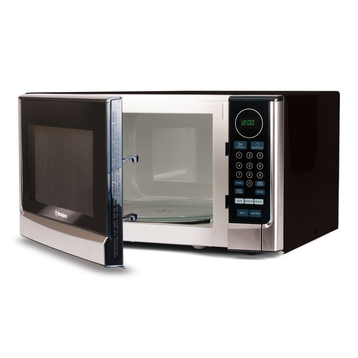 Westinghouse WCM22120SSM 1200 Watt Counter Top Microwave Oven, 2.2 Cubic Feet, Stainless Steel Front, Black Cabinet N7
