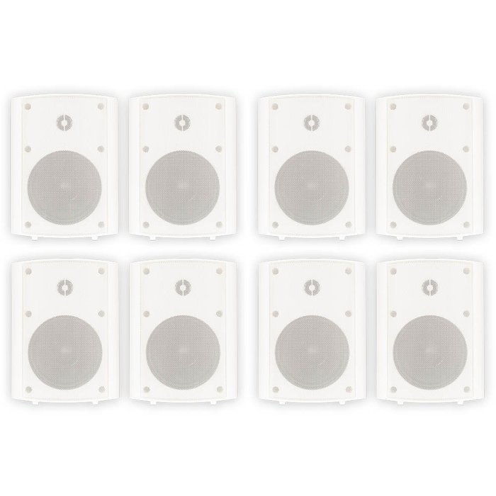 Theater Solutions TS5ODW Indoor or Outdoor Speakers Weatherproof Mountable White 4 Pair Pack