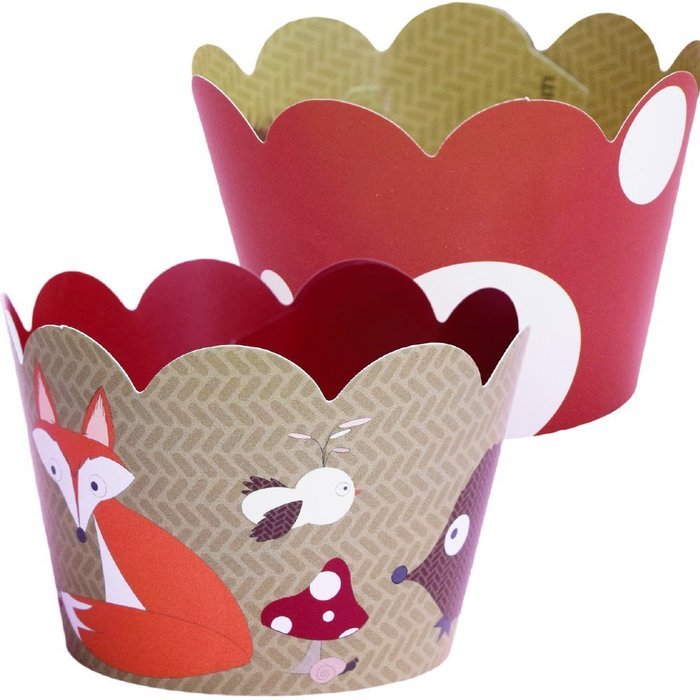 Woodland Animal Cupcake Wrappers, Red and White Polka Dot, Camping Theme, Confetti Couture Party Supplies, 36 N4
