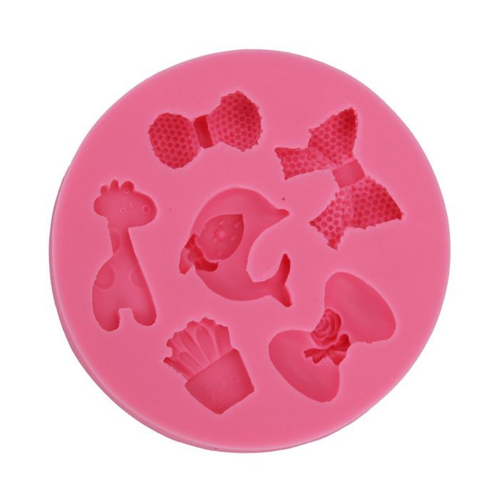 KookieMonsta Baby 3d Silicone Mould Bow Dolphin Animals Shapes Small Pastry Cupcake Decorating Mold for Cake Decoration N3