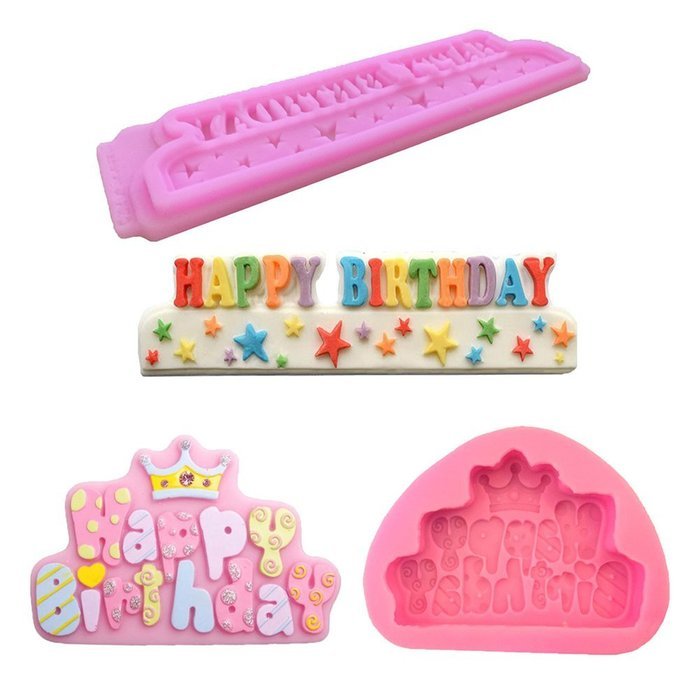 Beauty Clubs Happy Birthday Alphabet Silicone Mold for Cake Pop Mold Chocolate Mold Fondant Tool (2#) N6