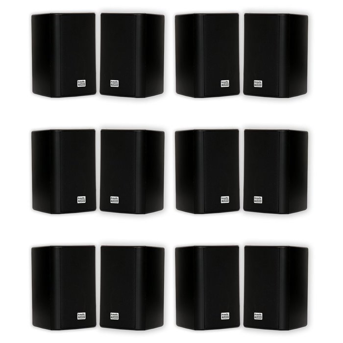 Acoustic Audio AA351B Indoor Outdoor 2 Way Black Speakers 3000 Watt 6 Pair Pack AA351B-6Pr
