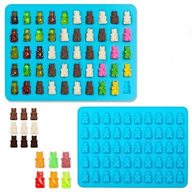 Sher 50 Cavity Silicone Bear Shape Baking Ice Cube Tray Candy Chocolate Molds Making Gummy