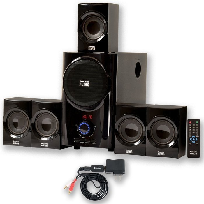 Acoustic Audio AA5160 Home Theater 5.1 Speaker System with FM Tuner and Bluetooth Multimedia N2