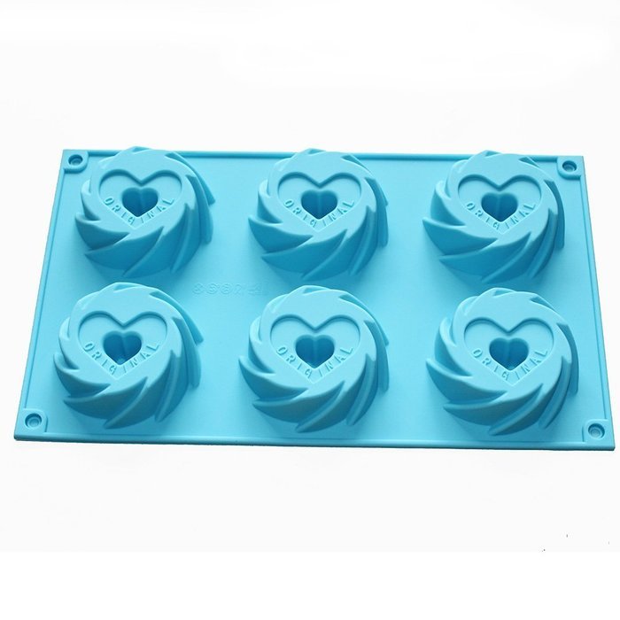 X-Haibei Cyclones Cookie Heart Mini Original Bundt Cake Pan Gelatina Silicone Baking Mold N2