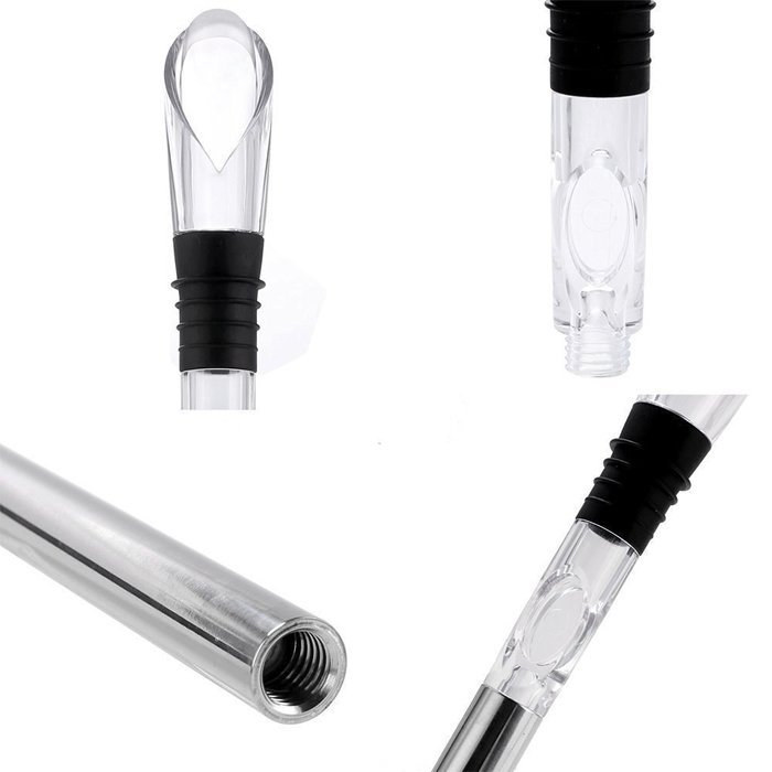 Vivian Wine Chiller 3-in-1 Wine Bottle Cooler Stick Stainless Steel Chiller Cooling Rod Air Aerator and Pourer N7