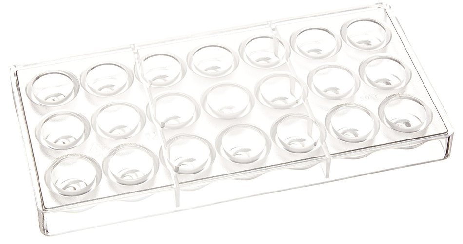 Fat Daddio's Polycarbonate Chocolate and Candy Mold Shallow Dimpled Cylinder, 21 Pieces