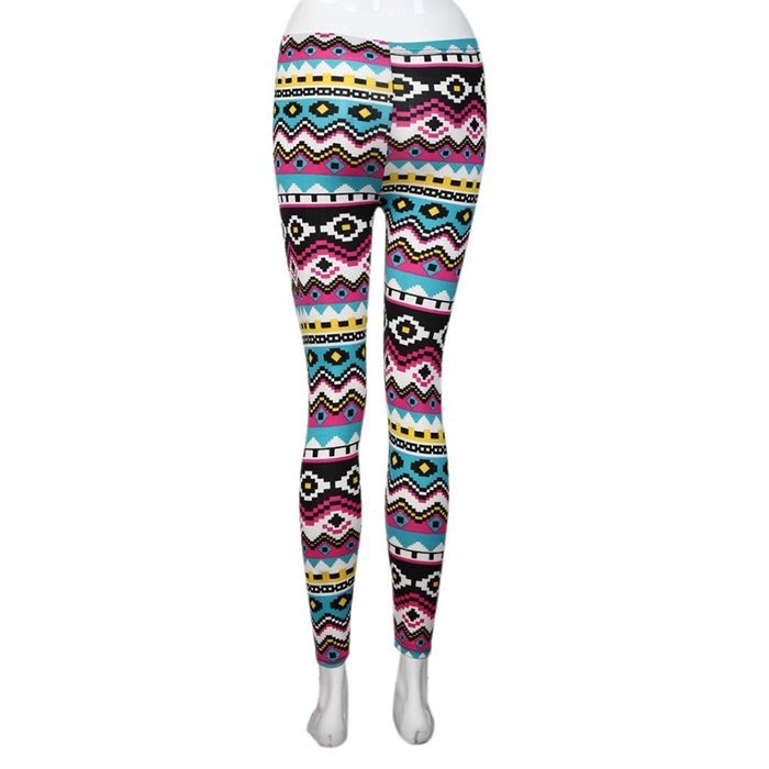 PHOTNO Fashion Women Lady Elasticity Skinny Tribal Printed Stretchy Pants Leggings N12