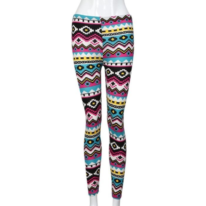 PHOTNO Fashion Women Lady Elasticity Skinny Tribal Printed Stretchy Pants Leggings N13