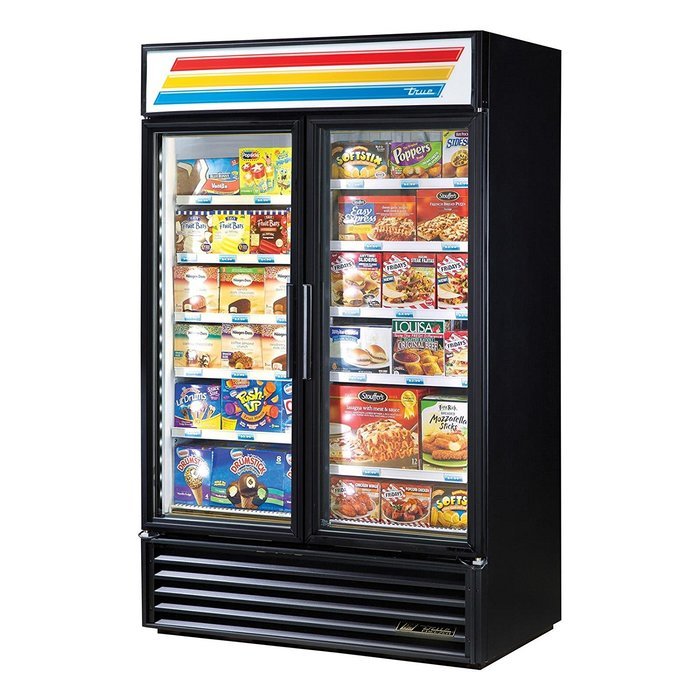True GDM-43F-LD Freezer Merchandiser - 47 Inch - 2 Section with 2 Glass Doors
