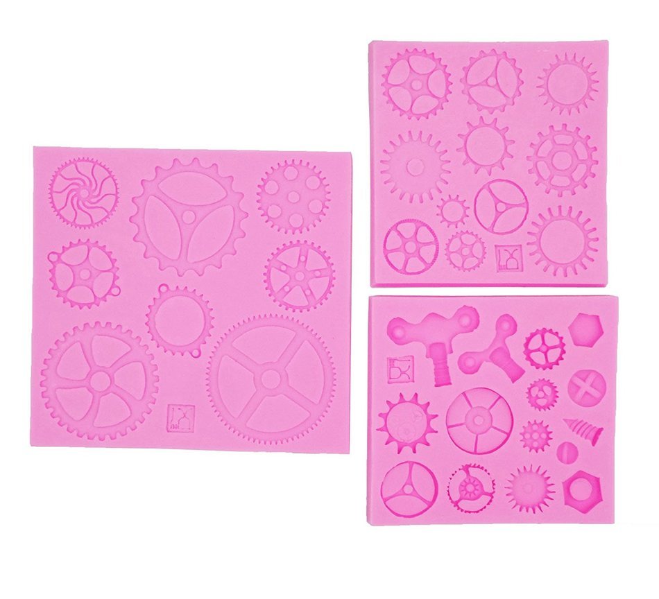 Yunko 3 PCS Gear Screw Shape Steam Punk Silicone Party Fondant Cup Cake Decorating Tools Chocolate Candy Sugar... N3