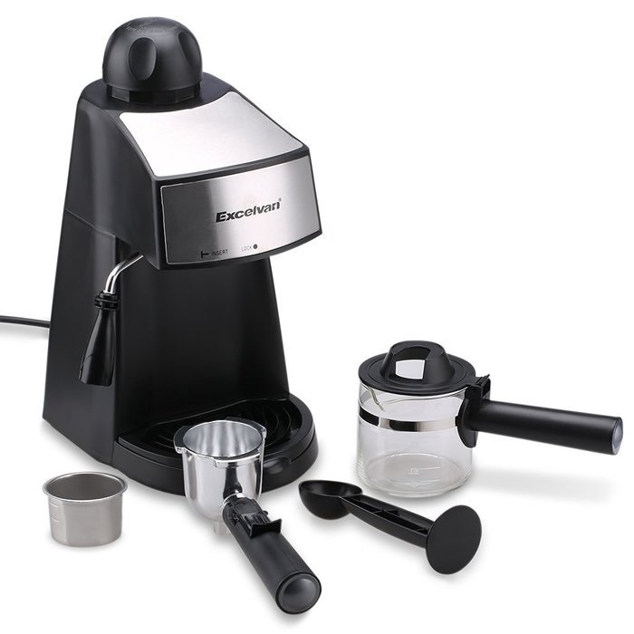 Excelvan CM6811 Steam Espresso and Cappuccino Coffeemaker (4-Cup, 800W 3.5bar) N2