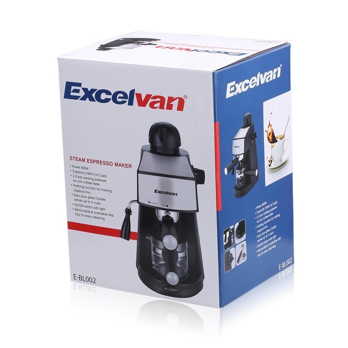 Excelvan CM6811 Steam Espresso and Cappuccino Coffeemaker (4-Cup, 800W 3.5bar) N4