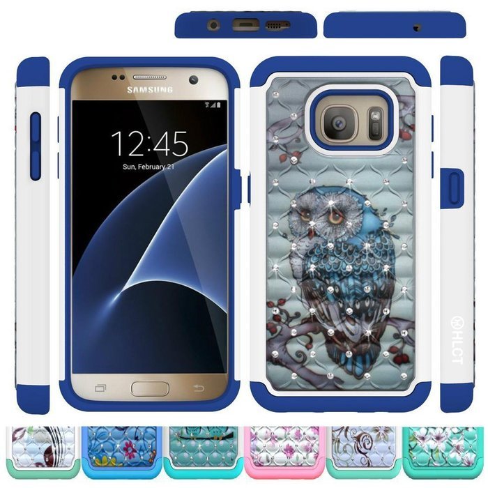 Galaxy S7 Case, HLCT Rugged Shock Proof Dual-Layer Case for Samsung Galaxy S7 (2016) (Owl Blue) N28