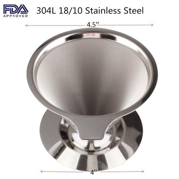 HiCollie Paperless Pour Over Coffee Dripper/Drip - Stainless Steel Double Mesh Reusable Coffee Filter/Stand/Pot... N2