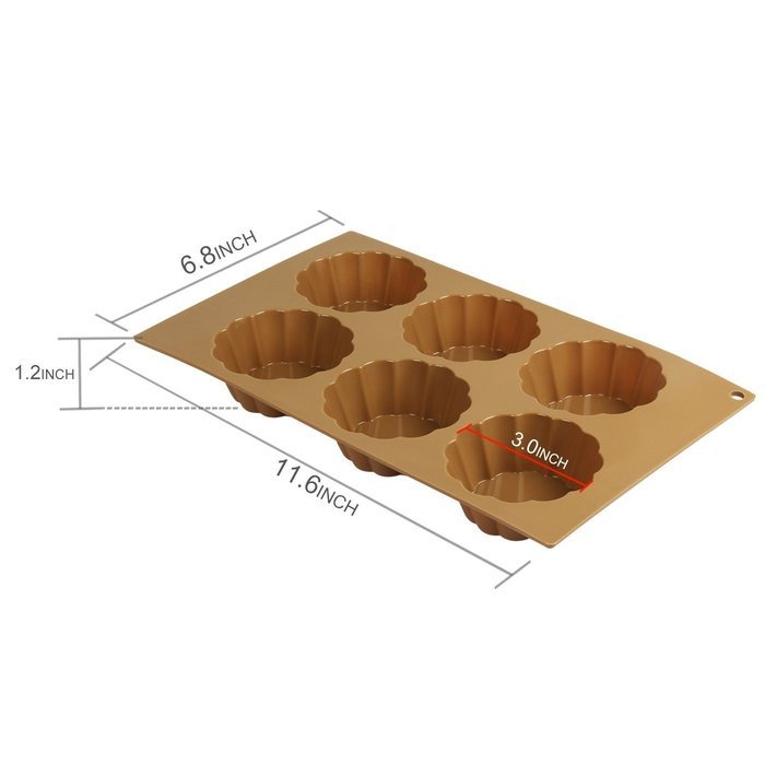 Astra Gourmet Silicone Muffin Pan 6-Cup Flower Shape Brioche Mold for Homemade Tart, Bundt, Cake, Cheesecake,... N2