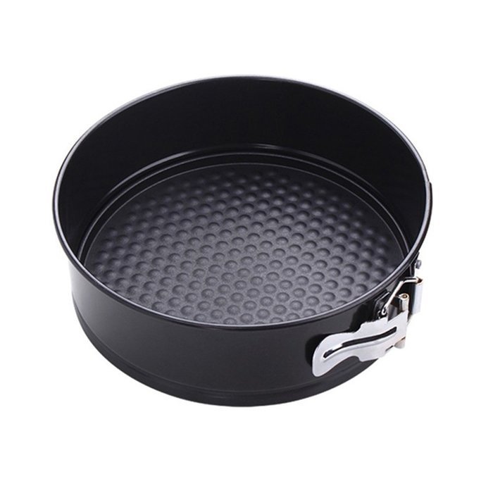 Lautechco&reg; 8 Inch Non-stick Slipknot Round Cake Baking Pan Black Carbon Steel Cakes Molds Removable Base Tray... N3