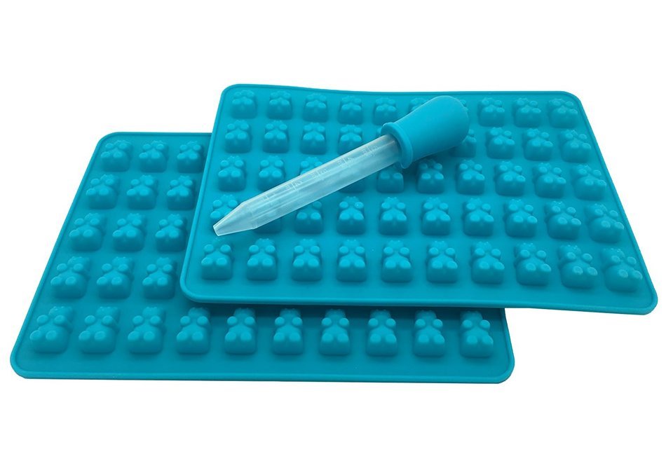 Okallo Products Silicone Gummy Bear Mold - Perfect for Chocolate, Candy, Gummies, and More! (Blue - 2 Molds with... N8