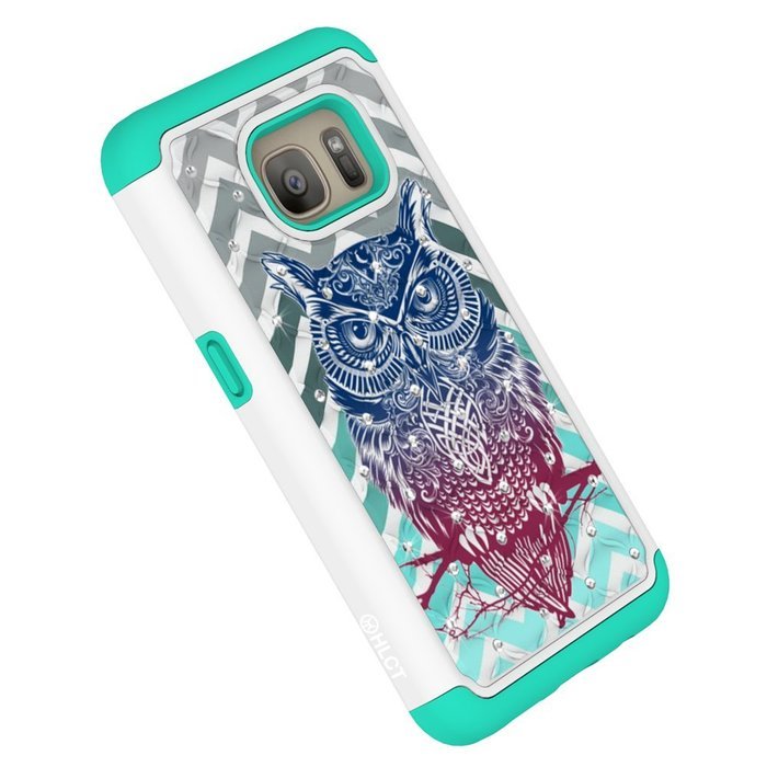 Galaxy S7 Case, HLCT Rugged Shock Proof Dual-Layer Case for Samsung Galaxy S7 (2016) (Owl Blue) N32