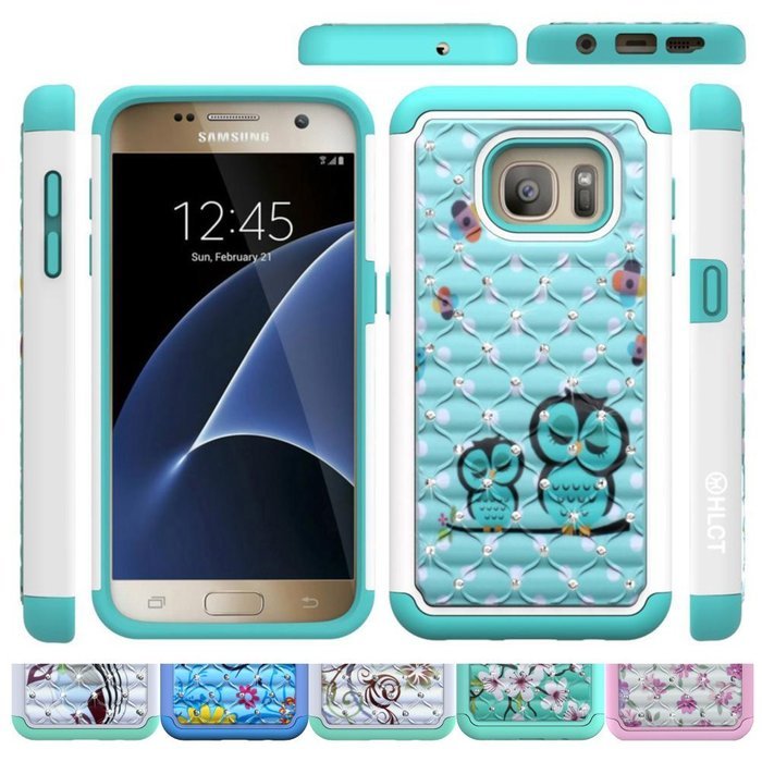 Galaxy S7 Case, HLCT Rugged Shock Proof Dual-Layer Case for Samsung Galaxy S7 (2016) (Owl Blue) N34