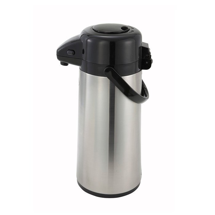 Winco 2.5 Liter Glass Lined Airpot, Push Button