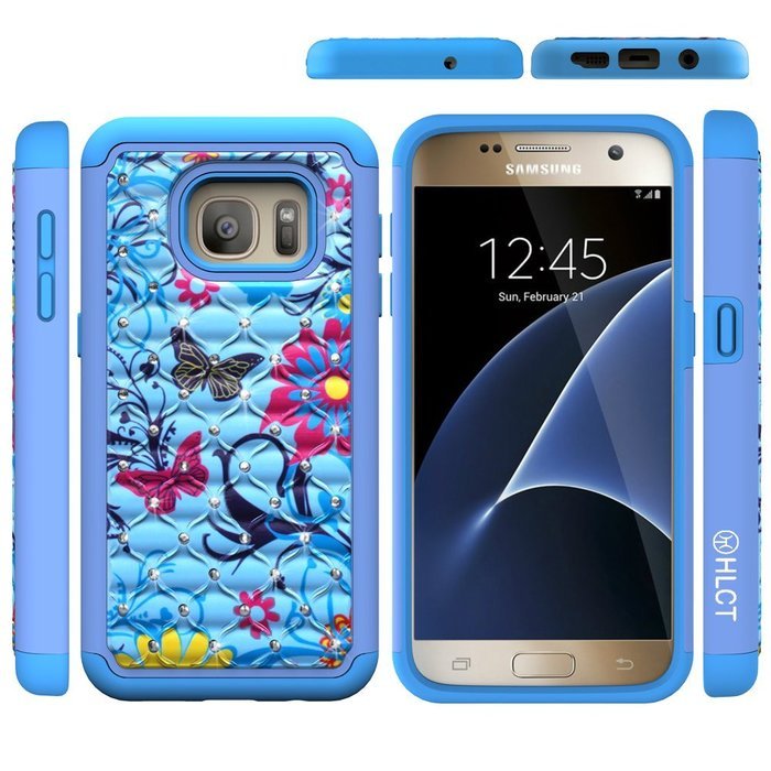 Galaxy S7 Case, HLCT Rugged Shock Proof Dual-Layer Case for Samsung Galaxy S7 (2016) (Owl Blue) N37